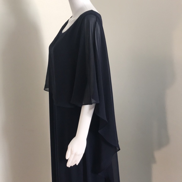 Glamour Nights, Navy Blue Dress with attached sheer Overlay. - Picture 14 of 15